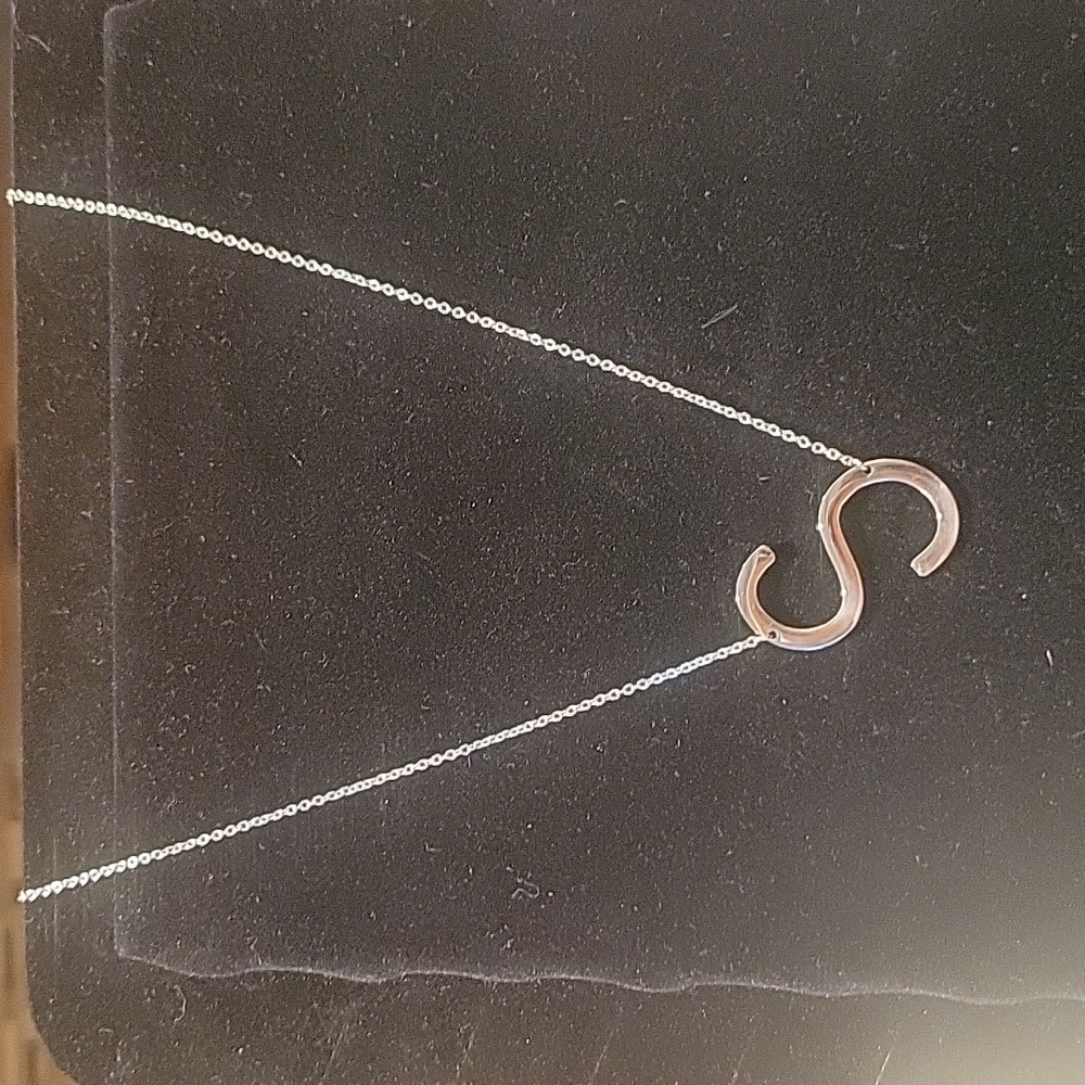 Silverplate intial S necklace